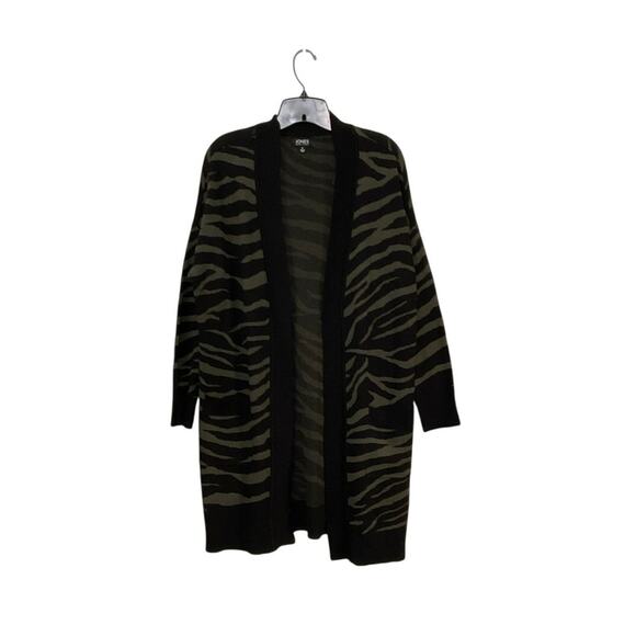 Jones New York Open Front Zebra Print Knit Cardigan Size Small Front Pockets - Picture 1 of 7
